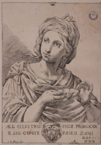 Donna abbigliata all'orientale con una conchiglia